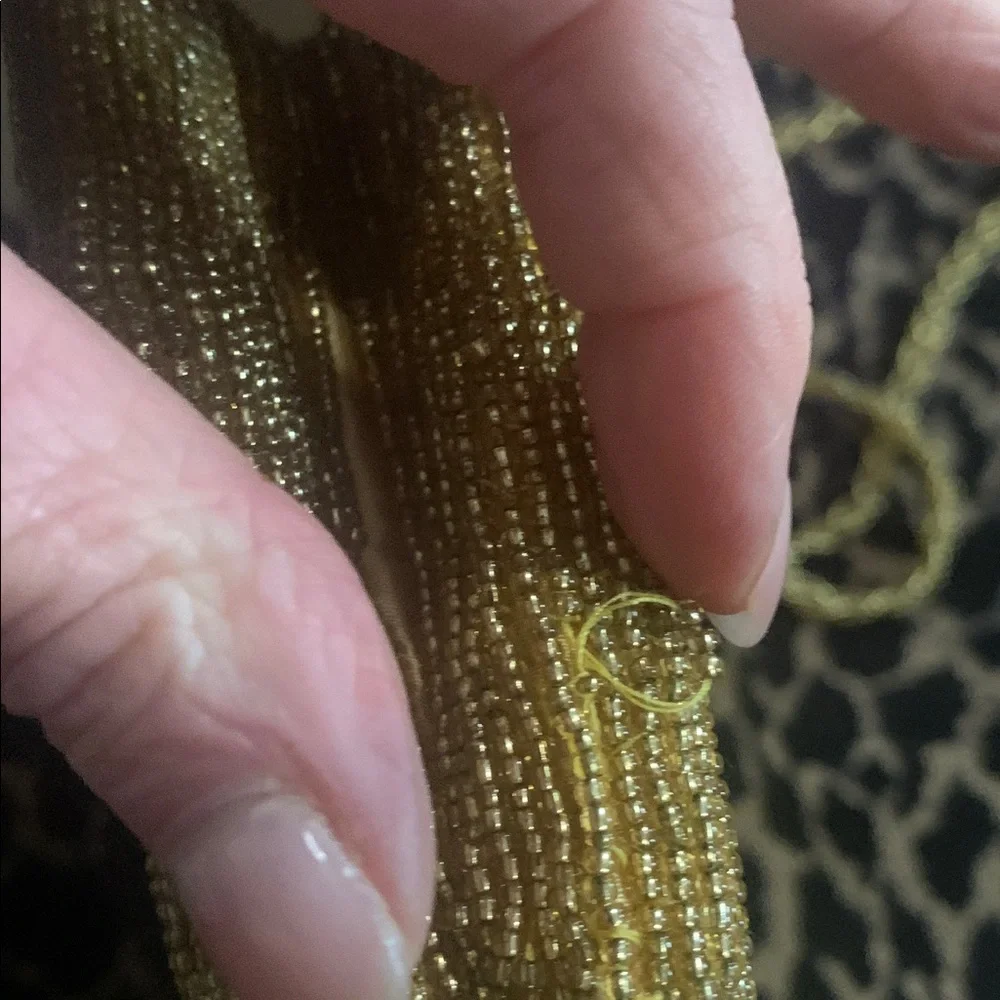 Vintage Gold Beaded Evening Bag Crossbody Wedding Party Clutch Glam - Picture 8 of 8